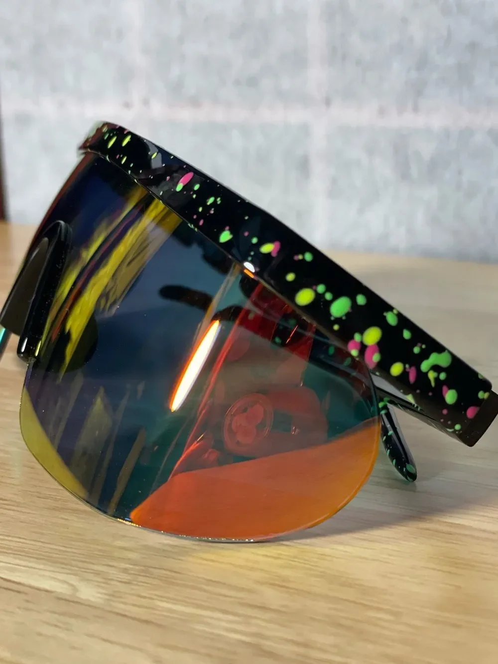 Tipsy Elves Neon Retro Splatter Print Performance Sunglasses - Unisex -80’s Vibe